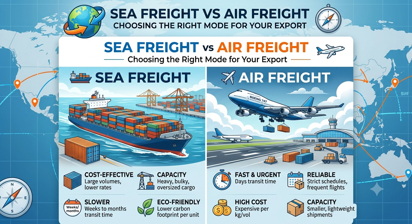 Sea Freight vs Air Freight: Choosing the Right Mode for Your Export