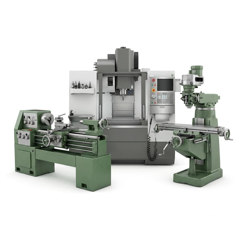 CNC and conventional machine tools including a lathe, milling machine and machining center
