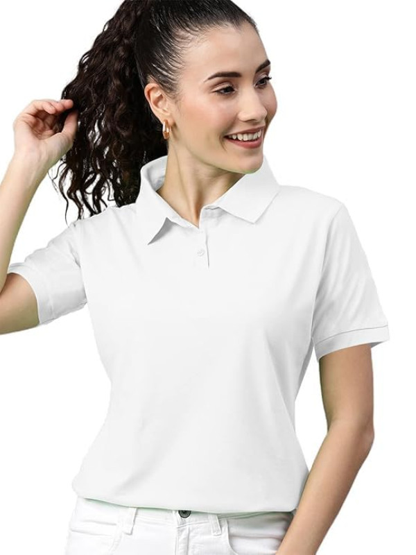 Cotton Half Sleeve Ladies Corporate Collar T Shirt