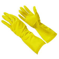 Yellow Unisex Household Rubber Gloves