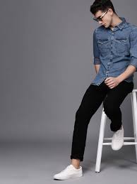 Aeri Collection Collar Neck Mens Denim Shirt
